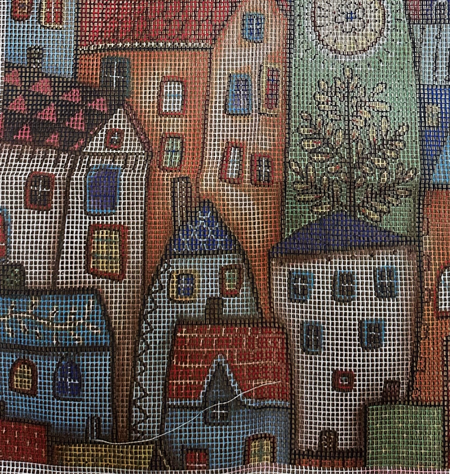 Kit Alfombra Punto Cruz Casas Vertical My Workshop