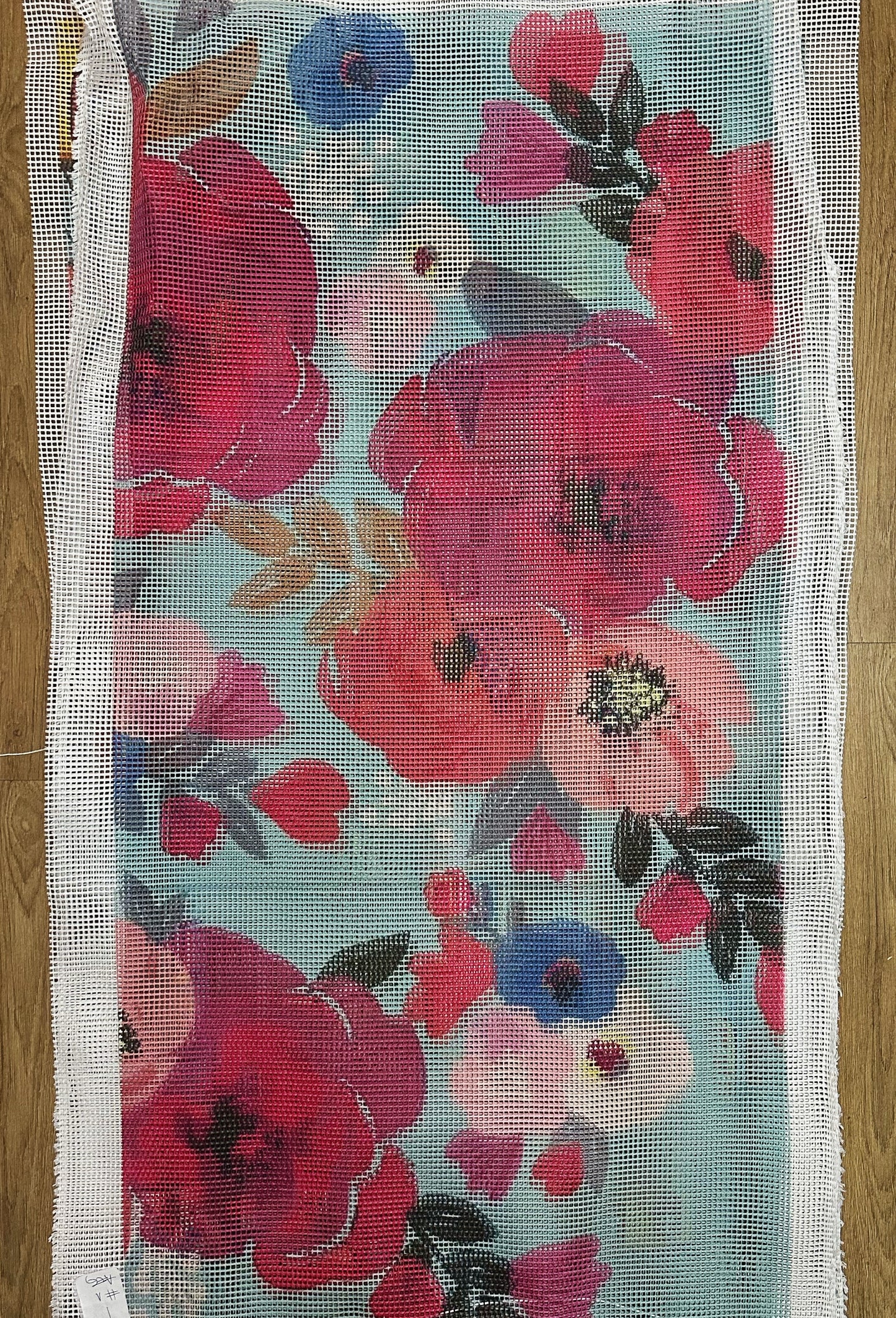 My Workshop Kit Alfombra Punto Cruz Flores Celeste