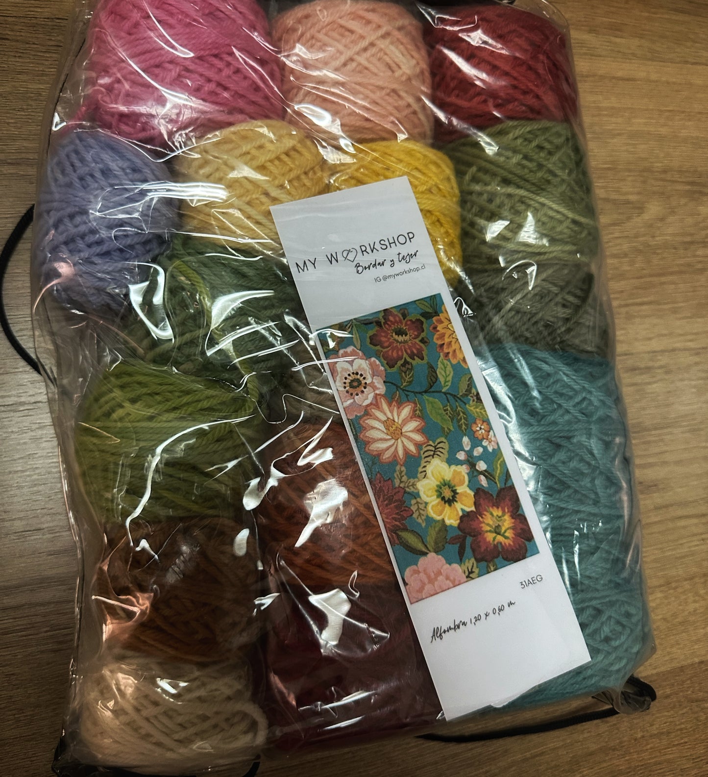 Kit Alfombra Punto Cruz Cucardas Verde My Workshop