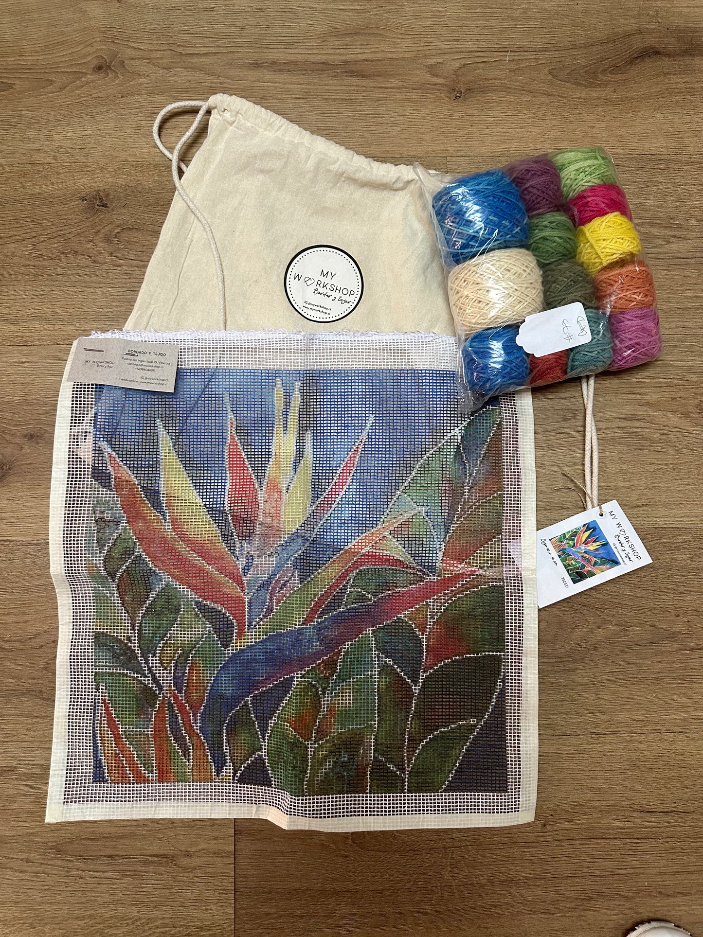 Kit Punto Cruz Cojin Flor del Pájaro My Workshop