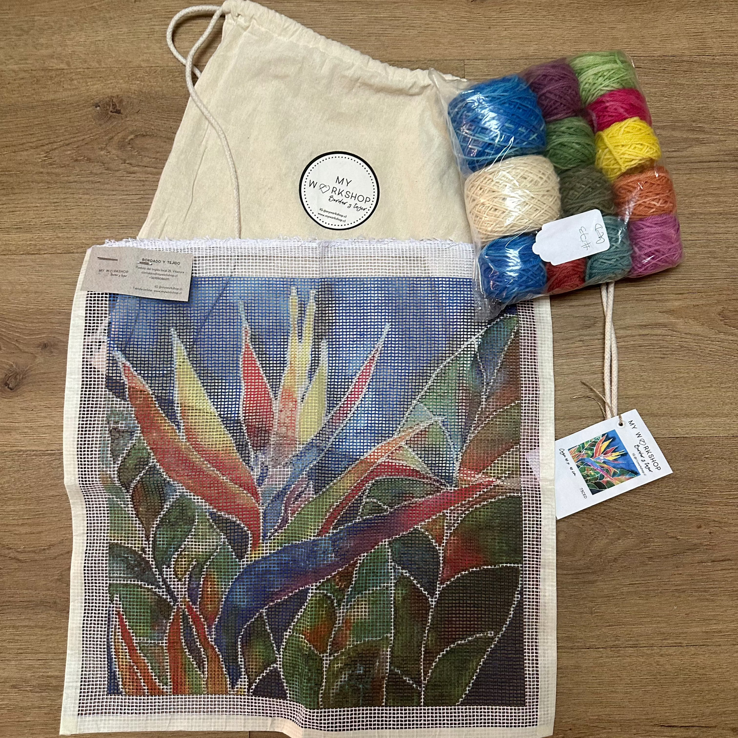 Kit Punto Cruz Cojin Flor del Pájaro My Workshop