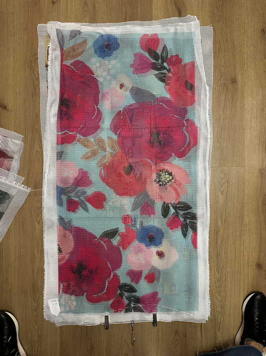 My Workshop Kit Alfombra Punto Cruz Flores Celeste